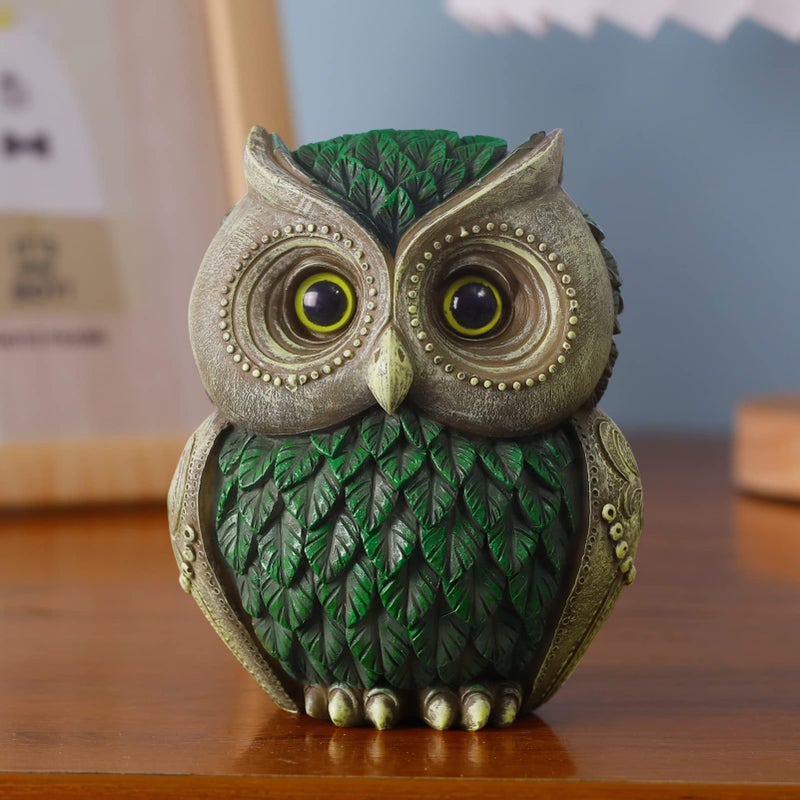 Artpaul Owl Decorations for Home Small Owl Decor Figurines Shelf Decor Home Office Living Room Decorations Birthday Gifts (Green) - Image 5